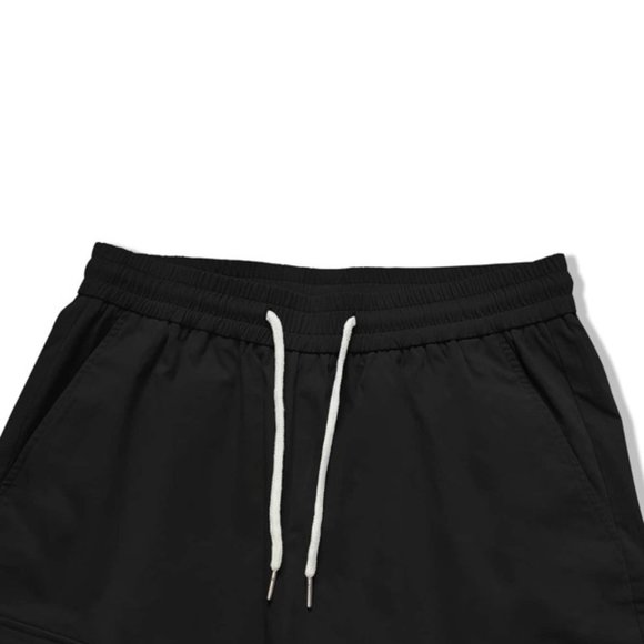 Mens Flap Pocket Drawstring Waist Cargo Pants blac - Picture 5 of 7